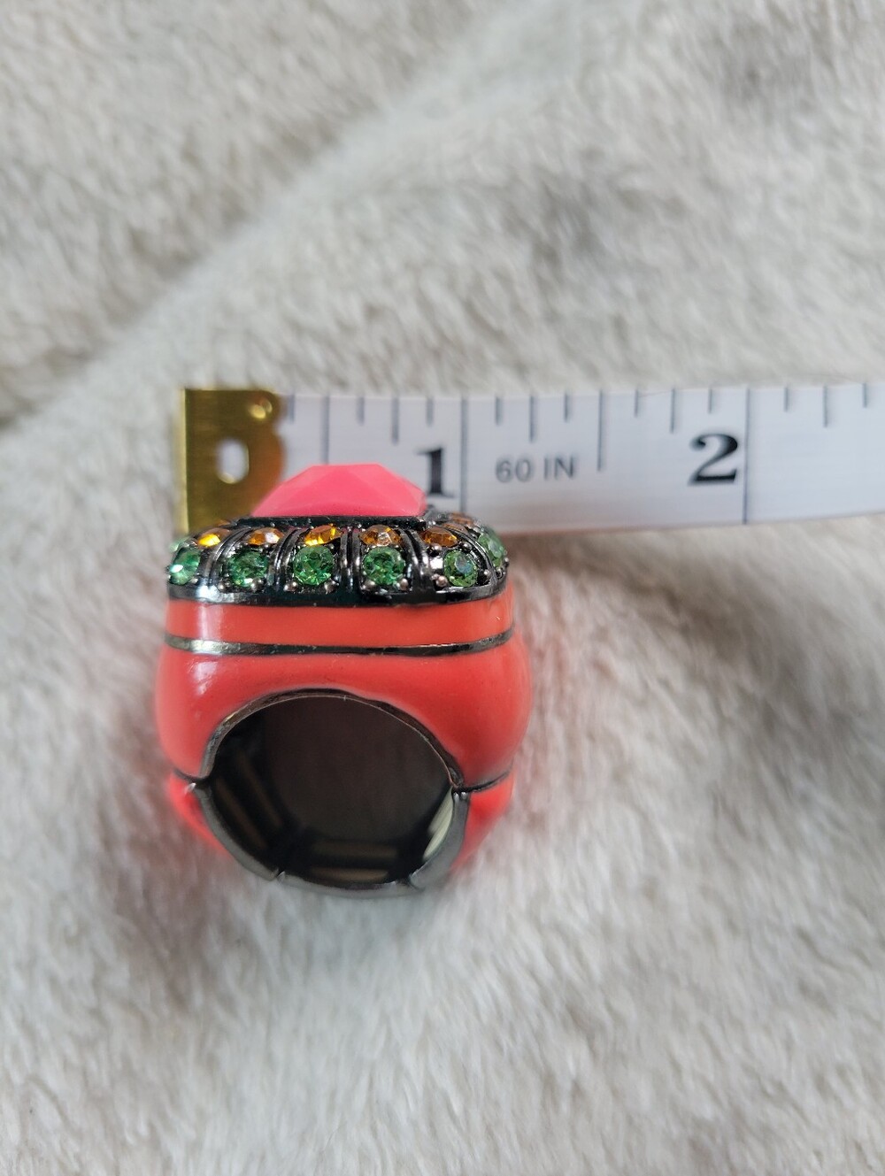 GUC Bold Chunky Mod Coral Pink Cocktail Statement Stretch Ring (US 7.5) - Picture 12 of 15